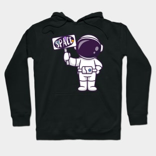 Cute Astronaut Holding Space Board Cartoon Hoodie